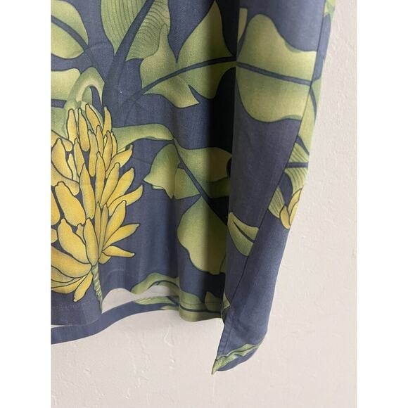 Tommy Bahama XL Silk Button Down Shirt Hawaiian Blue Green Yellow Resort Floral - Picture 6 of 11